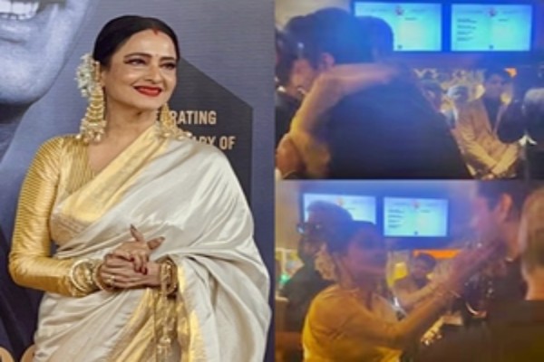 Rekha with Big B grandson